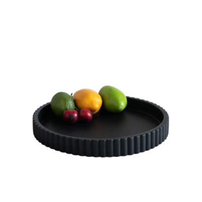 Plateau décoratif rond en béton noir 11 po