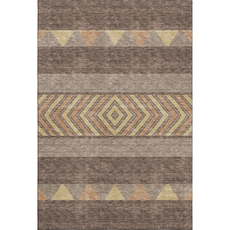 Premium Machine Washable Prisco Brown Rug