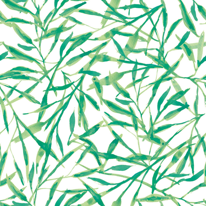 Papier peint aquarelle à peler et coller, Vert/blanc