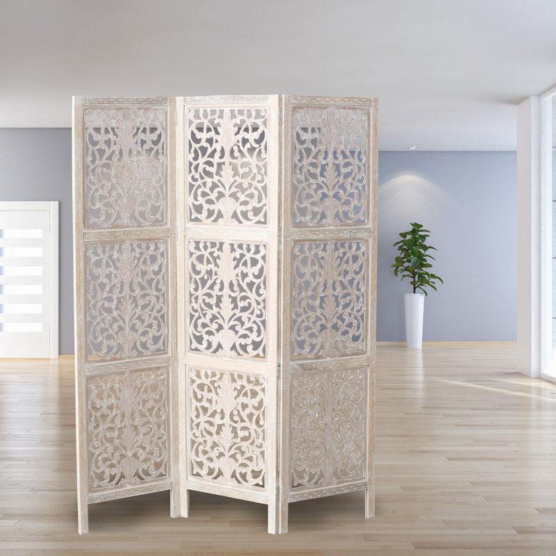 World Menagerie Mao 59.1'' W x 71.7'' H 3 - Panel Solid Wood Folding Room Divider