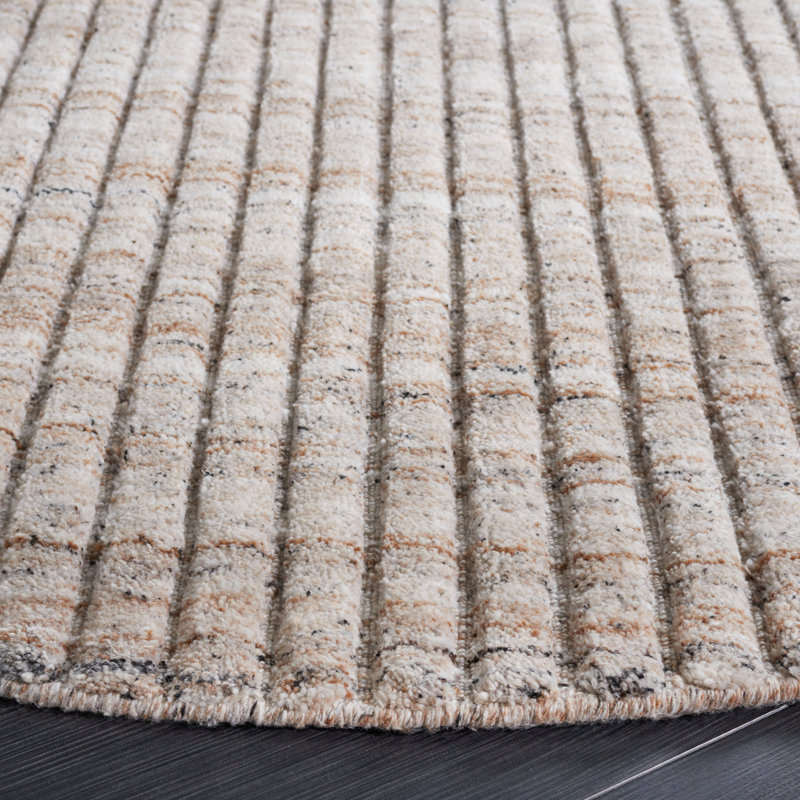 Msr7301 Mirage Martha Stewart 700 Hand Loomed Pet/Cotton Solid Color Rug in Beige, Round 6'