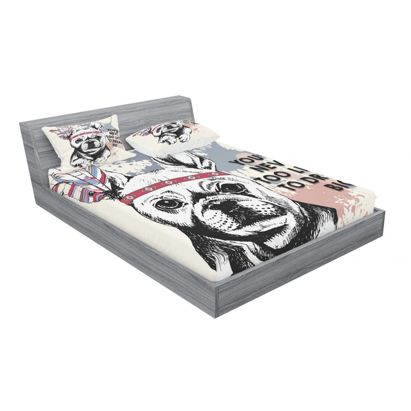 Ensemble de draps pub Dogtribal, Ensemble de drap pour grand lit avec drap-housse