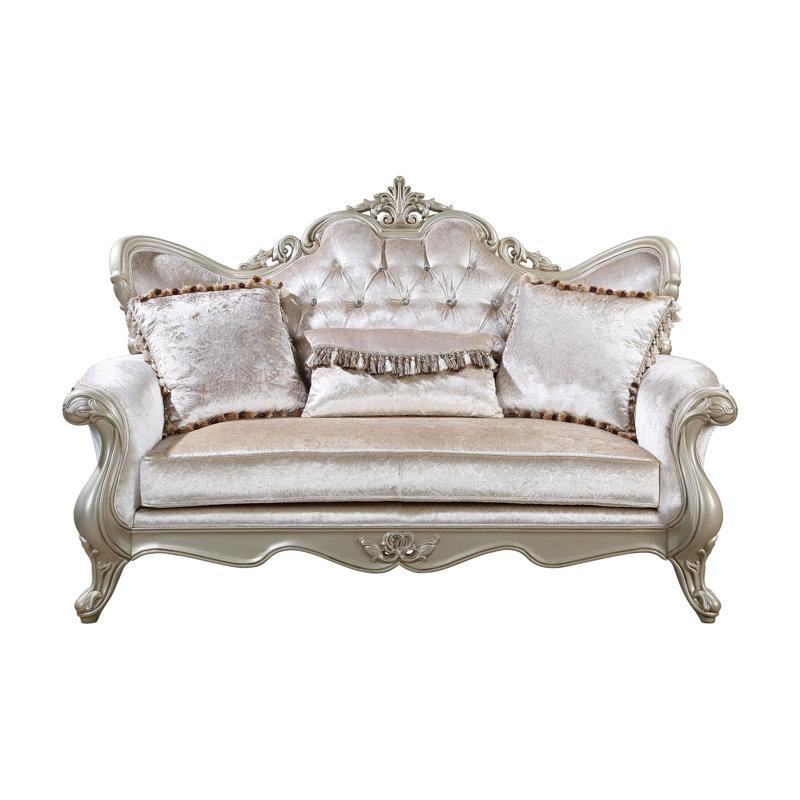 Causeuse avec coussin décoratif Kerra, beige classique Fleur De Lis 72 po