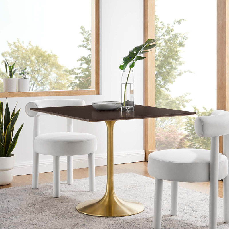 Table de salle à manger Lippa par Modway, Noyer cerise, Or, L 28 po x l 28 po