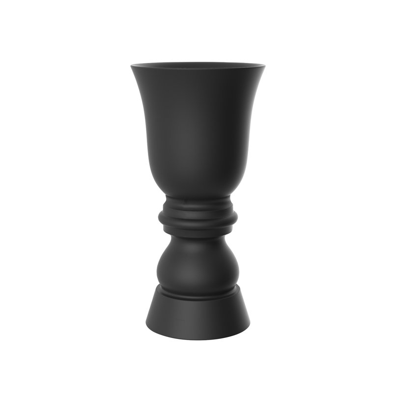 Suave Resin Pot Planter, 59" H x 29.5" W x 29.5" D, Black