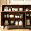 Buffet noyer Mid Century avec rangement ouvert et quatre portes réglables-572871163