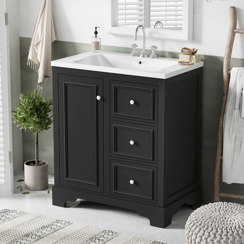 Meuble-lavabo 30 po avec lavabo en céramique et 3 tiroirs