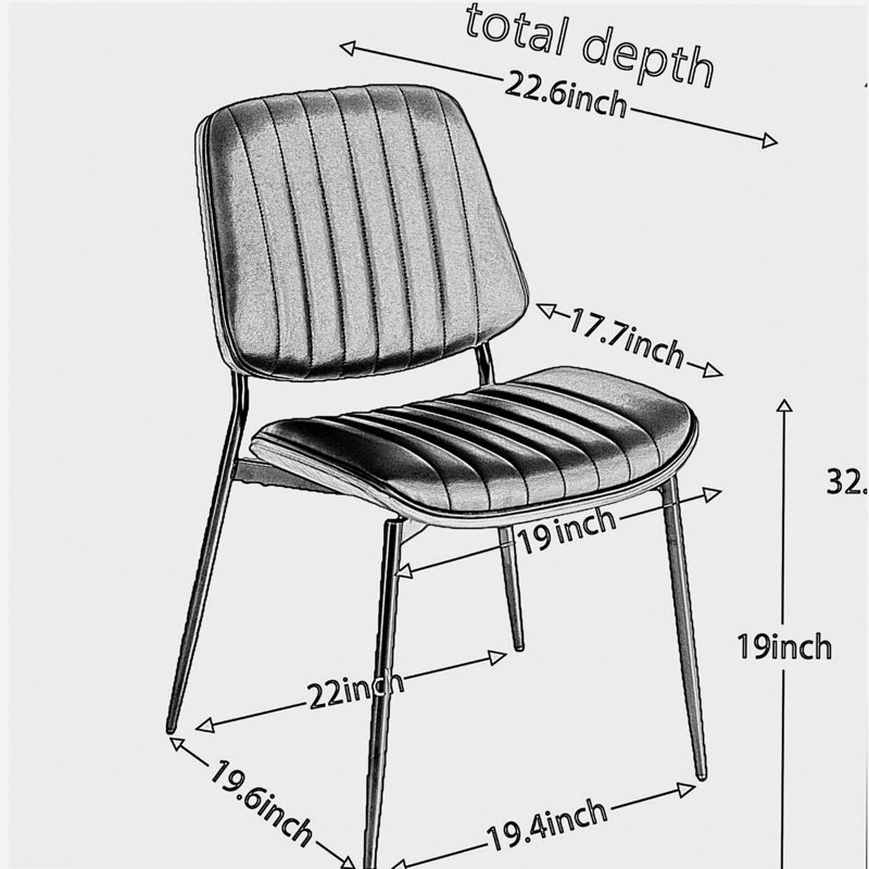 A&A Furniture, Chaises de salle à manger, ensemble de 2 chaises en similicuir rétro de style Mid-Century avec dossier rembourrés