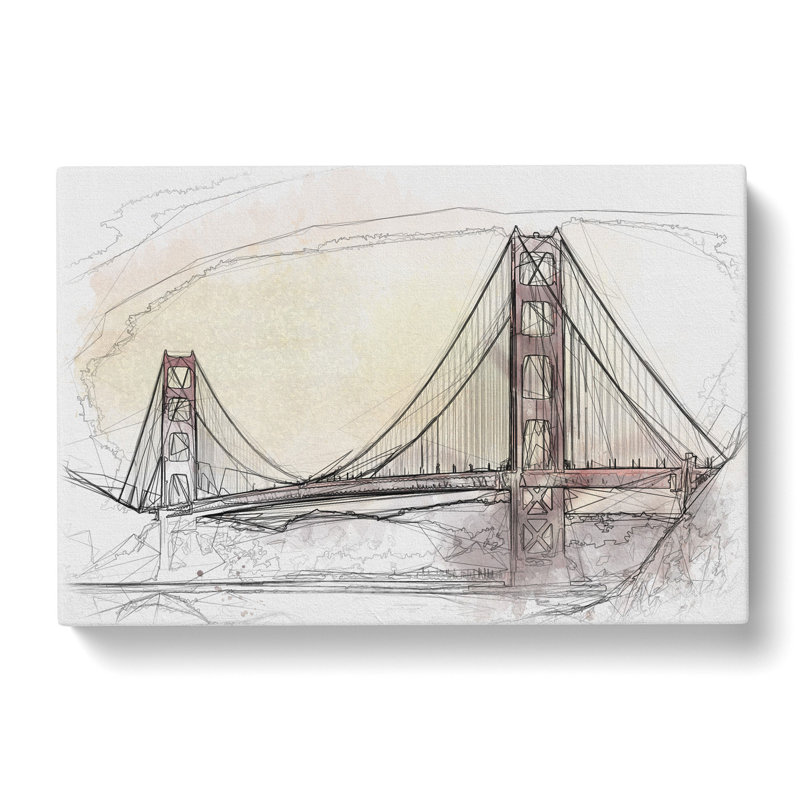 Golden Gate Bridge Vol.3 Sketch - Wrapped Canvas Print, 60cm H x 91cm W x 3cm D