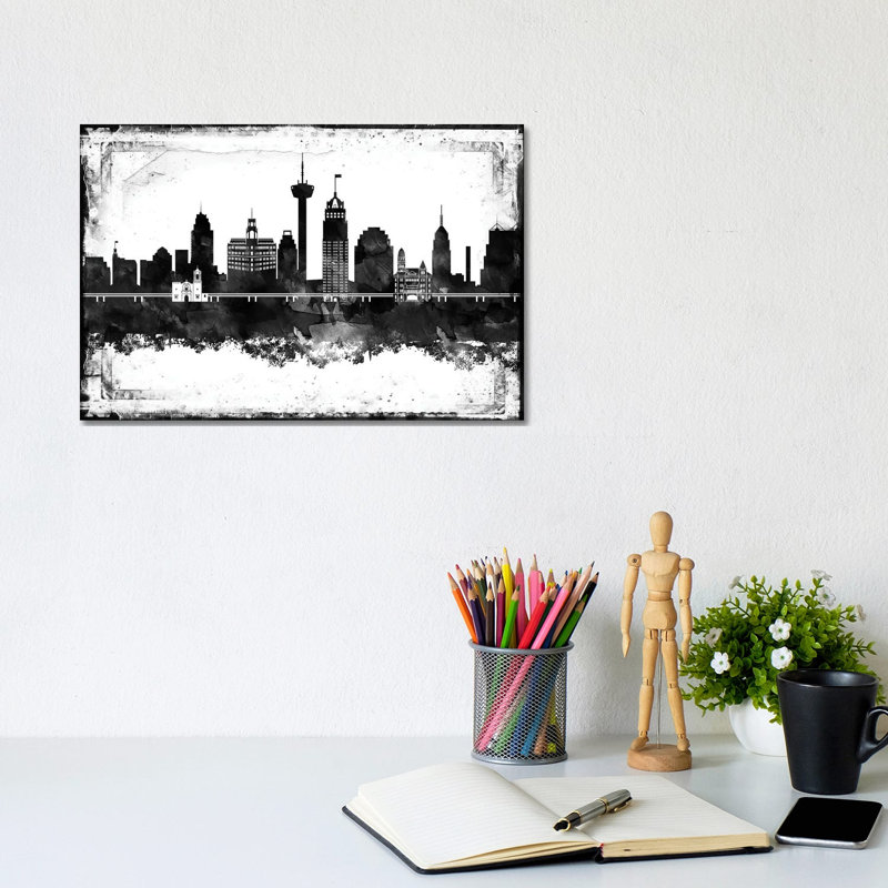 San Antonio Skylines - Wrapped Canvas Painting, 20.32 cm H x 30.48 cm W