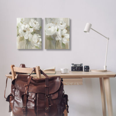 Ensemble de 2 reproductions d'art sur toile Vintage Roses & Magnolias, design par Nan