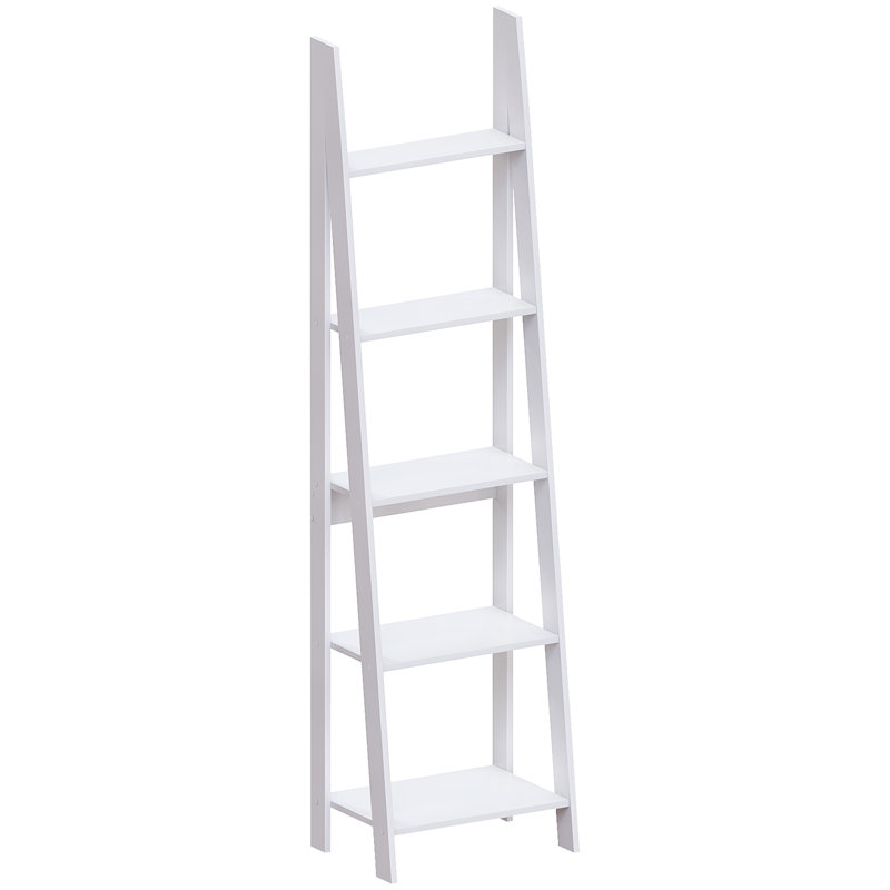 Jess 5 Shelf 175.5Cm H x 46Cm W Ladder Bookcase, White