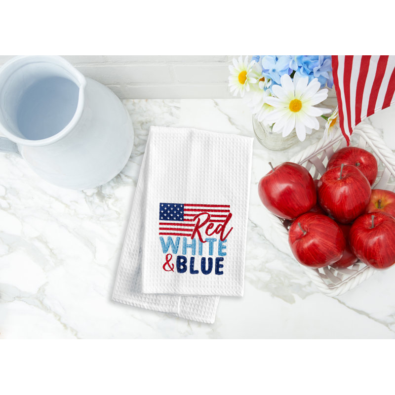 Serviette de cuisine rouge, rouge et bleu