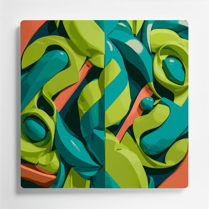 «Abstract Shapes» 46, art mural en métal brun, H 12 po x l 12 po