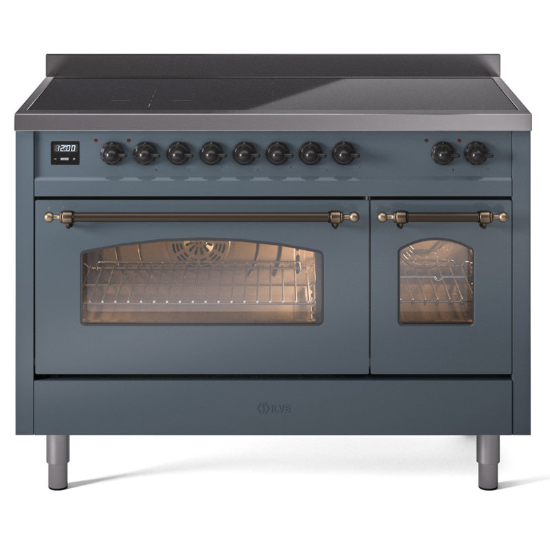 ILVE Nostalgie II 48 in Induction Range, Blue Gray/Bronze