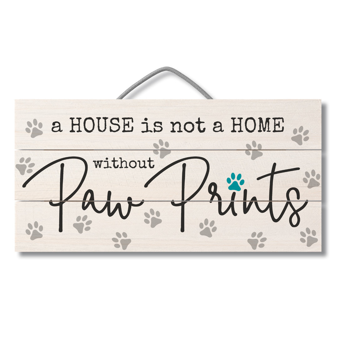 Paw Prints Decorative Pallet Wood Sign 12" x 6" Gracie Oaks