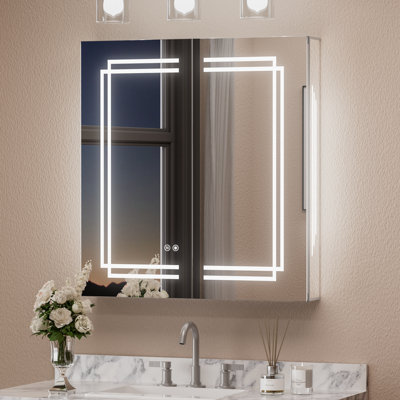 Pharmacie à DEL avec miroir, tablettes réglables