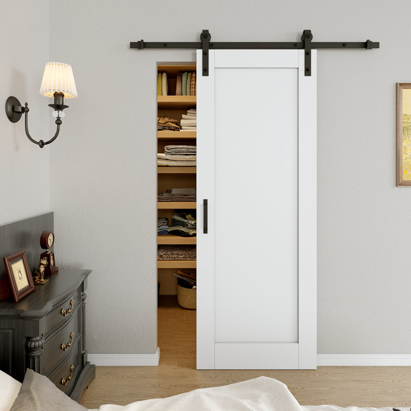 Porte de grange coulissante à 1 panneau en H 80 po avec quincaillerie d'installation (aucun assemblage requis), 28 po x 80 po