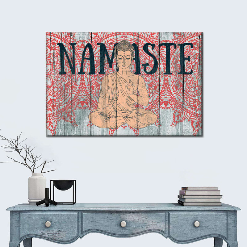 Bouddha Namaste sur toile, H 26 po x l 39 po x P 1,25 po