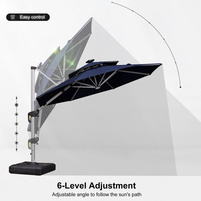 Parasol suspendu en porte-à-faux 10 pi Jennet, bleu marine, Marine