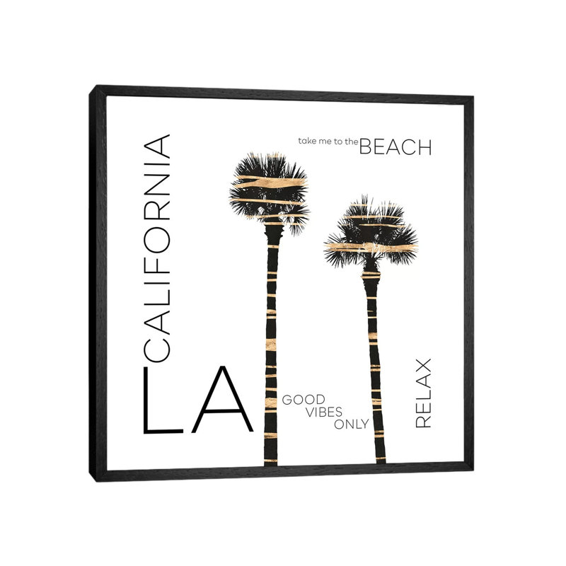 Urban Art LA Palm Trees by Melanie Viola - Print on Canvas, Black Framed, 93.98cm H x 93.98cm W x 3.81cm D