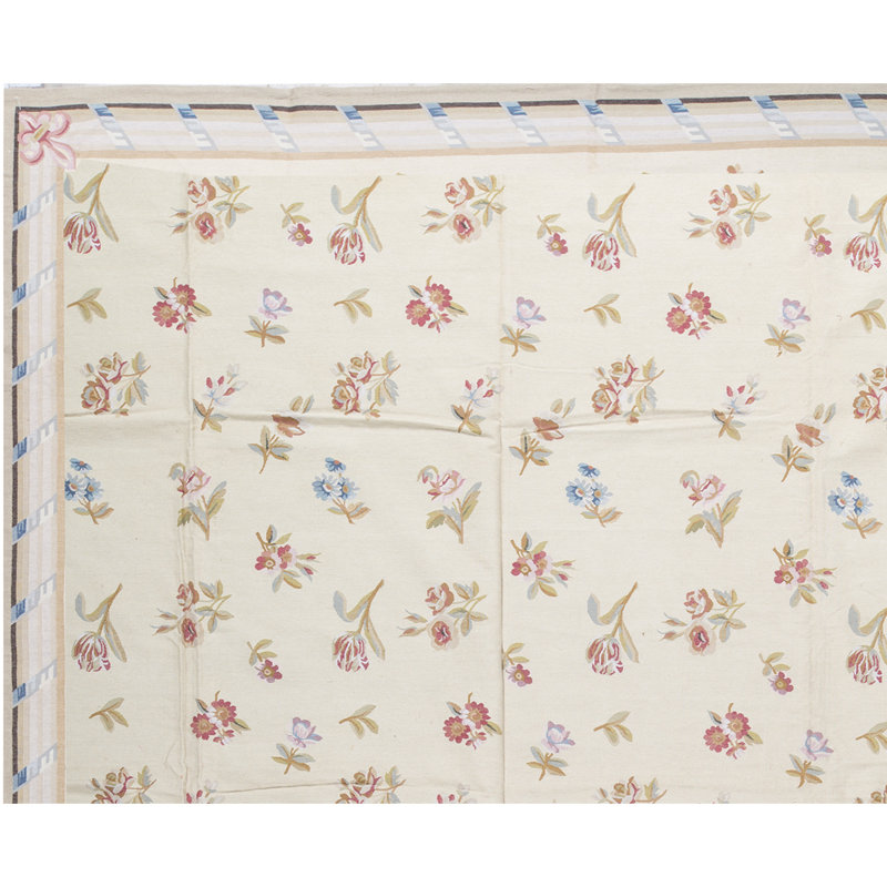 Aubusson Renaissance Flatweave Wool Floral Area Rug