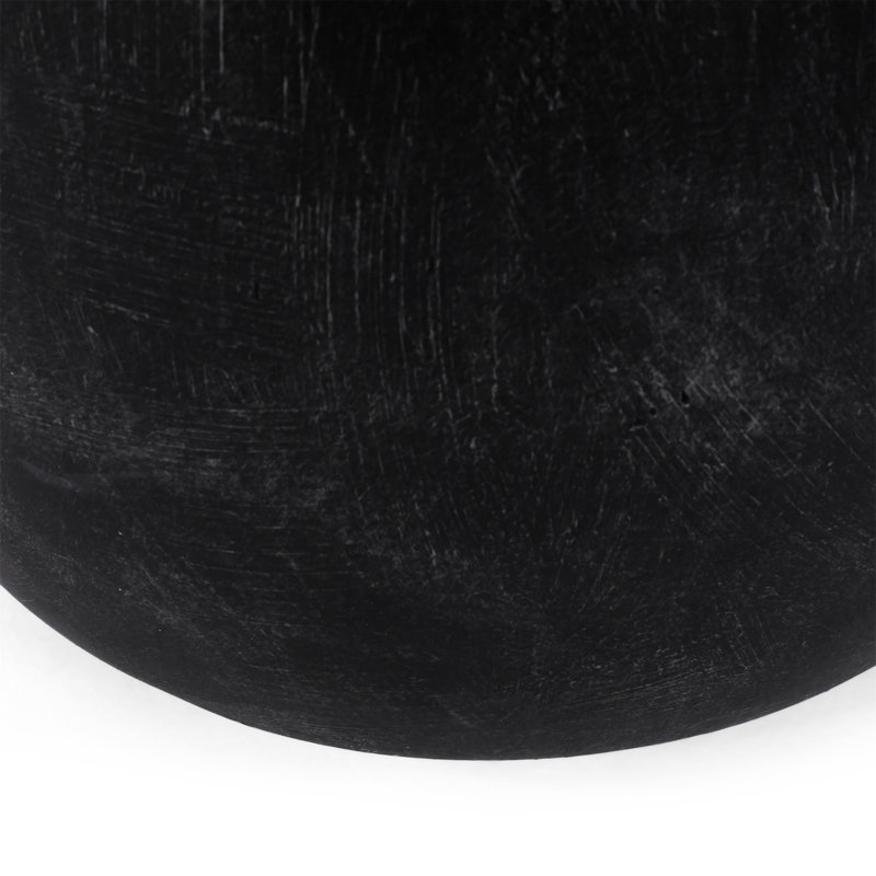 Light Weight Concrete Outdoor Side Table With Graceful Barrel Structure, Black
