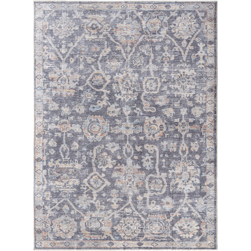Tapis bleu ardoise Vivir x Livabliss Eleni, Rectangle 5 pi 3 po x 7 pi