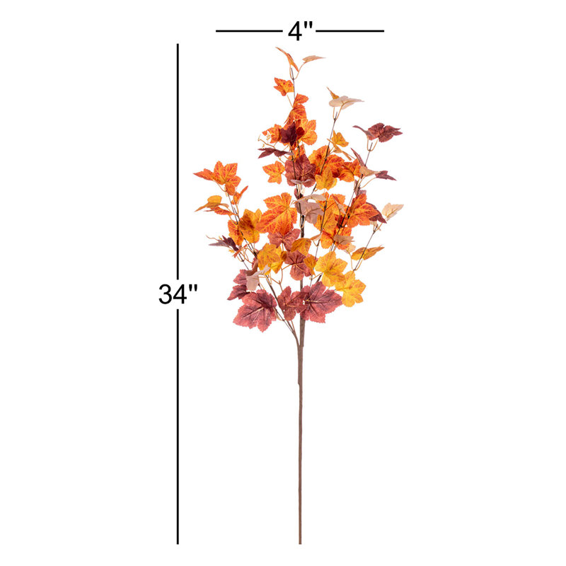 Vaporisateur de feuilles d'érable artificiel orange de 34 po Primrue, 2 par sac.