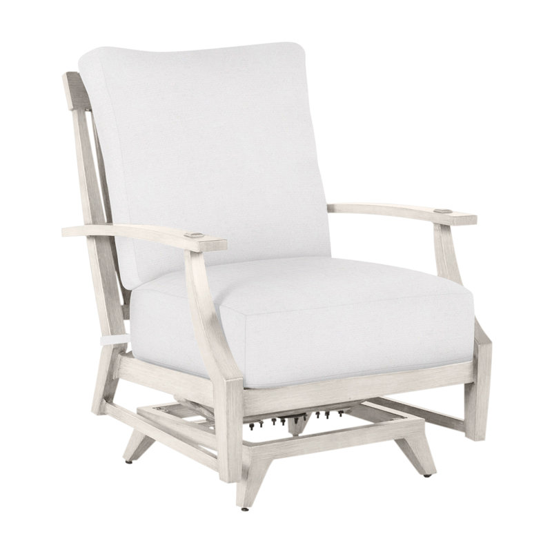 Croquet Patio Chair with Cushions, Slate Gray, No Welt, Snow Sunbrella® Linen