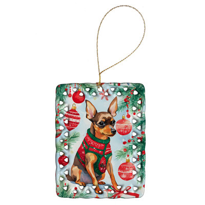 Miniature Pinscher Christmas Porcelain Ornament