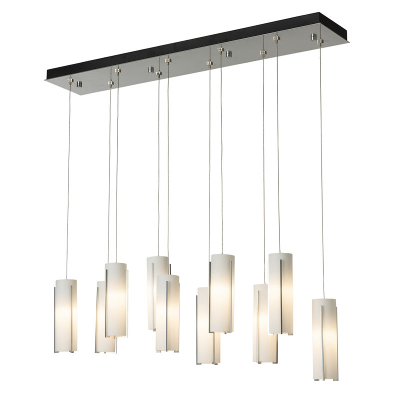 Exos 10 - Light Cylinder Pendant, Sterling, Long: 13" to 130", Opal Glass