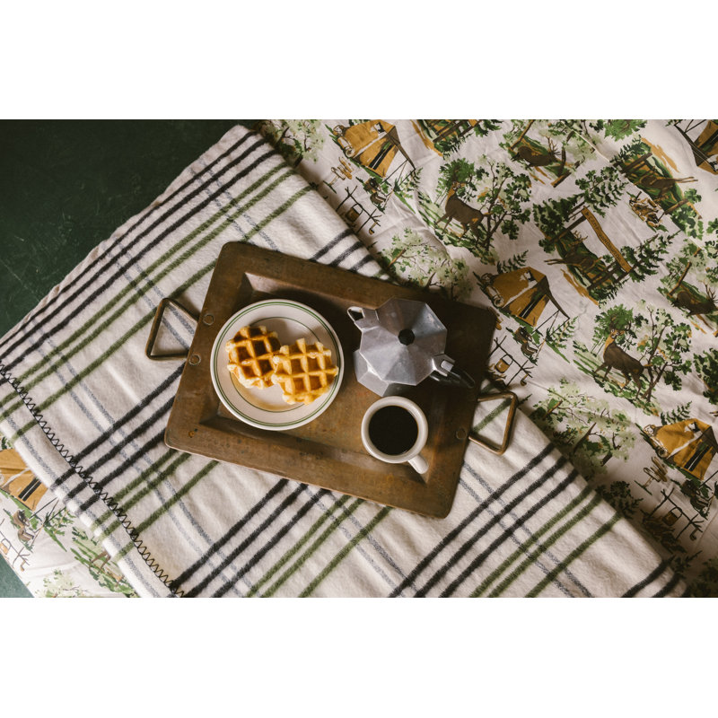 Cream and Gray Plaid Ultra Soft Wool Throw Blanket