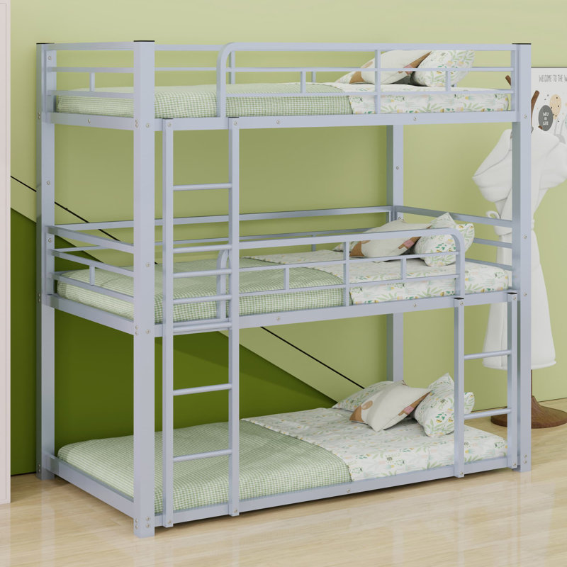 Metal Triple Bunk Bed, Silver