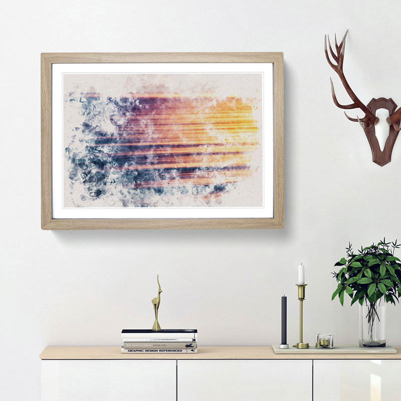 Calming Ocean - Single Picture Frame Painting on MDF, 40cm H x 60cm W x 2cm D, Oak Framed