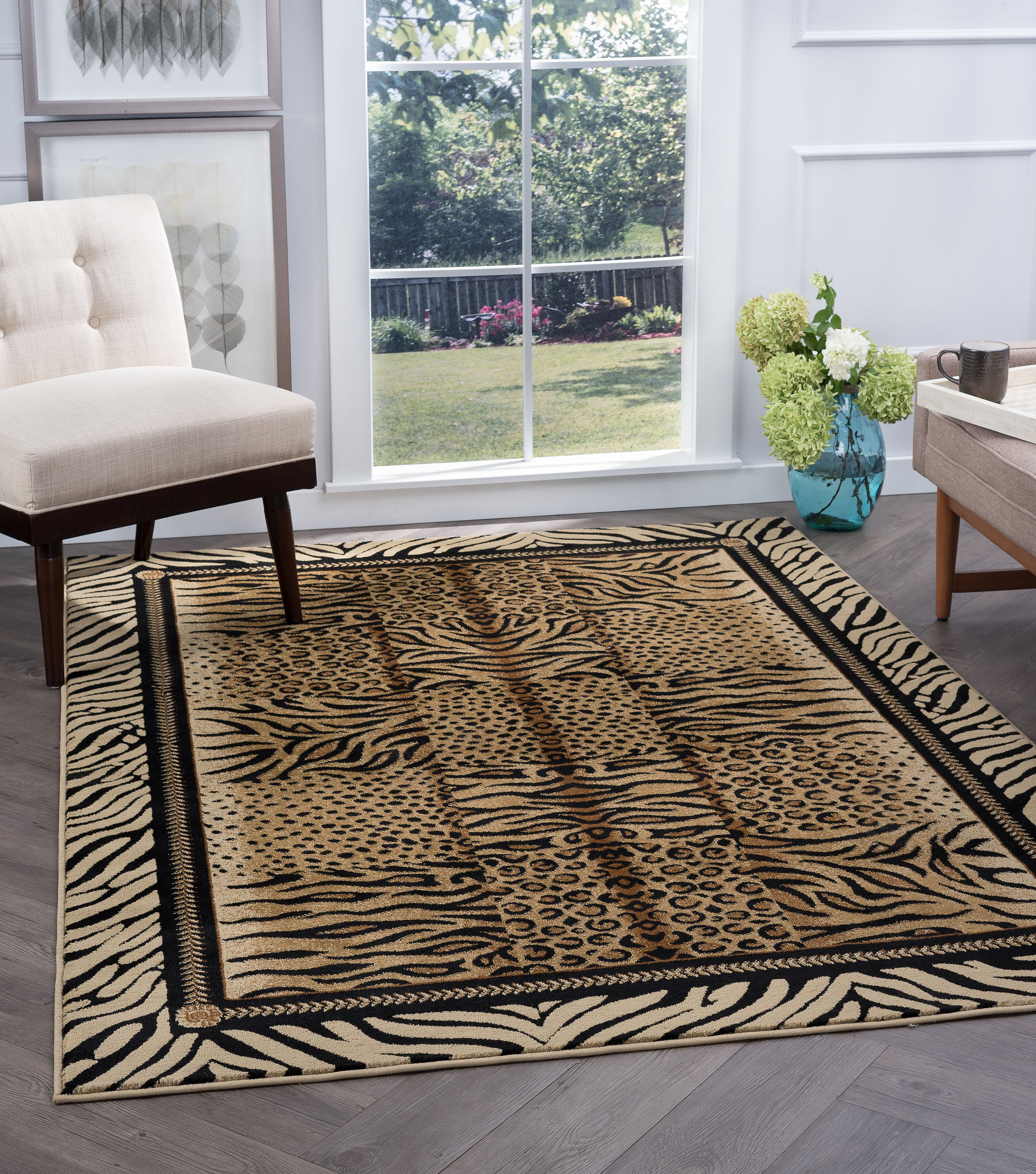 Mercer41 Alpaslan Animal Print Leopard, Tiger, Zebra Beige/Black Area Rug & Reviews | Wayfair