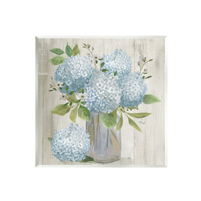 Bb-759-Wood " Blue Hydrangeas Country Vase "