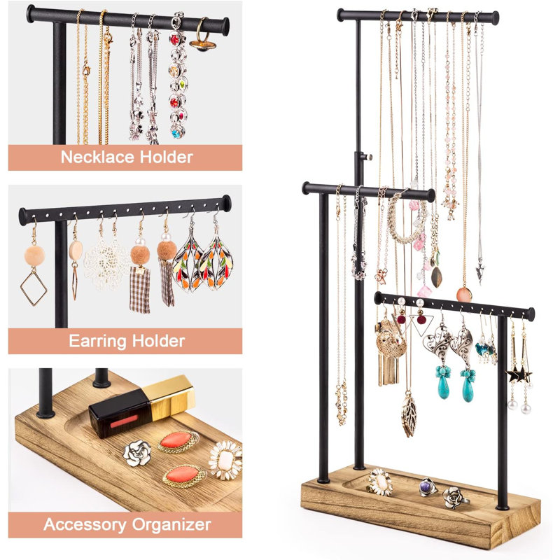 Support à bijoux, porte-collier très haut, idée cadeau (noir carbonisé et noir)