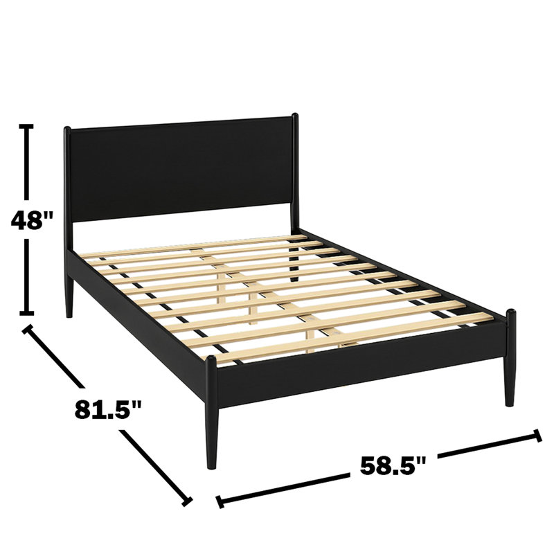 Lit plateforme en bois noir Mid-Century