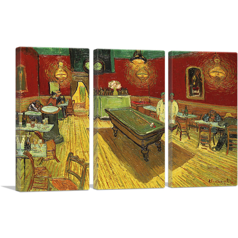" The Night Cafe 1888 " by Vincent Van Gogh 3 - Pieces Painting Print, 40" H x 60" W x 1.5" D