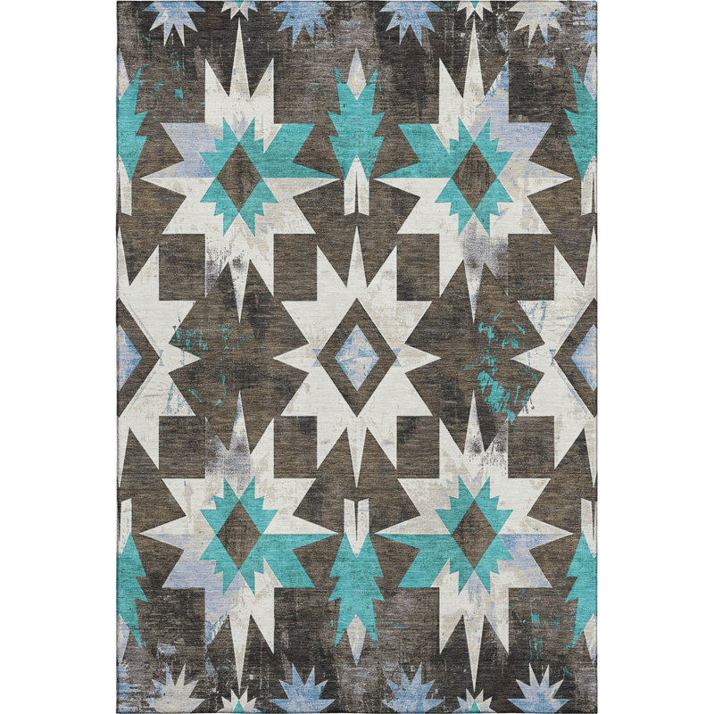 Premium Machine Washable Jakiyra AMF1893 Aztec Rug, Rectangle 2'6" x 3'10"