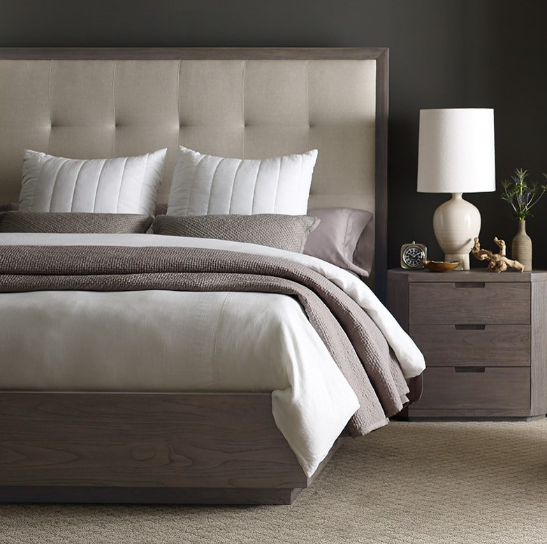 Palmer Upholstered Standard 2 Piece Bedroom Set, Mink, Queen