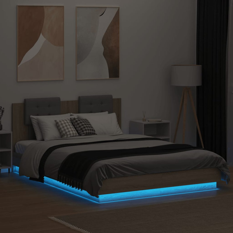 Vandewa Bed, EU Double - 140 x 200 cm, Sonoma Oak