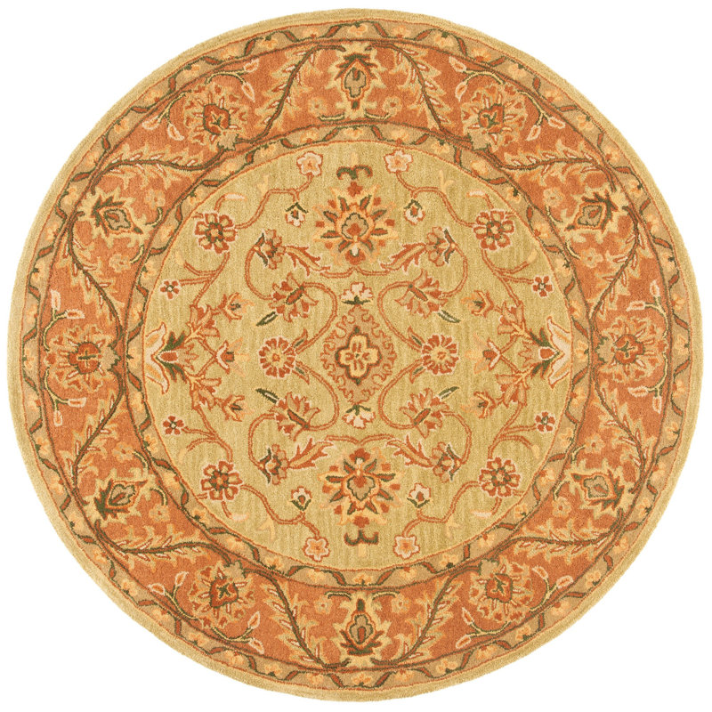Tapis floral en laine touffeté à la main Santoyo, Rond 3 pi 6 po