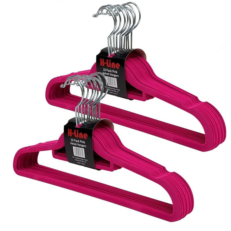 Velvet Standard Hanger for Dress/Shirt/Sweater, Pink