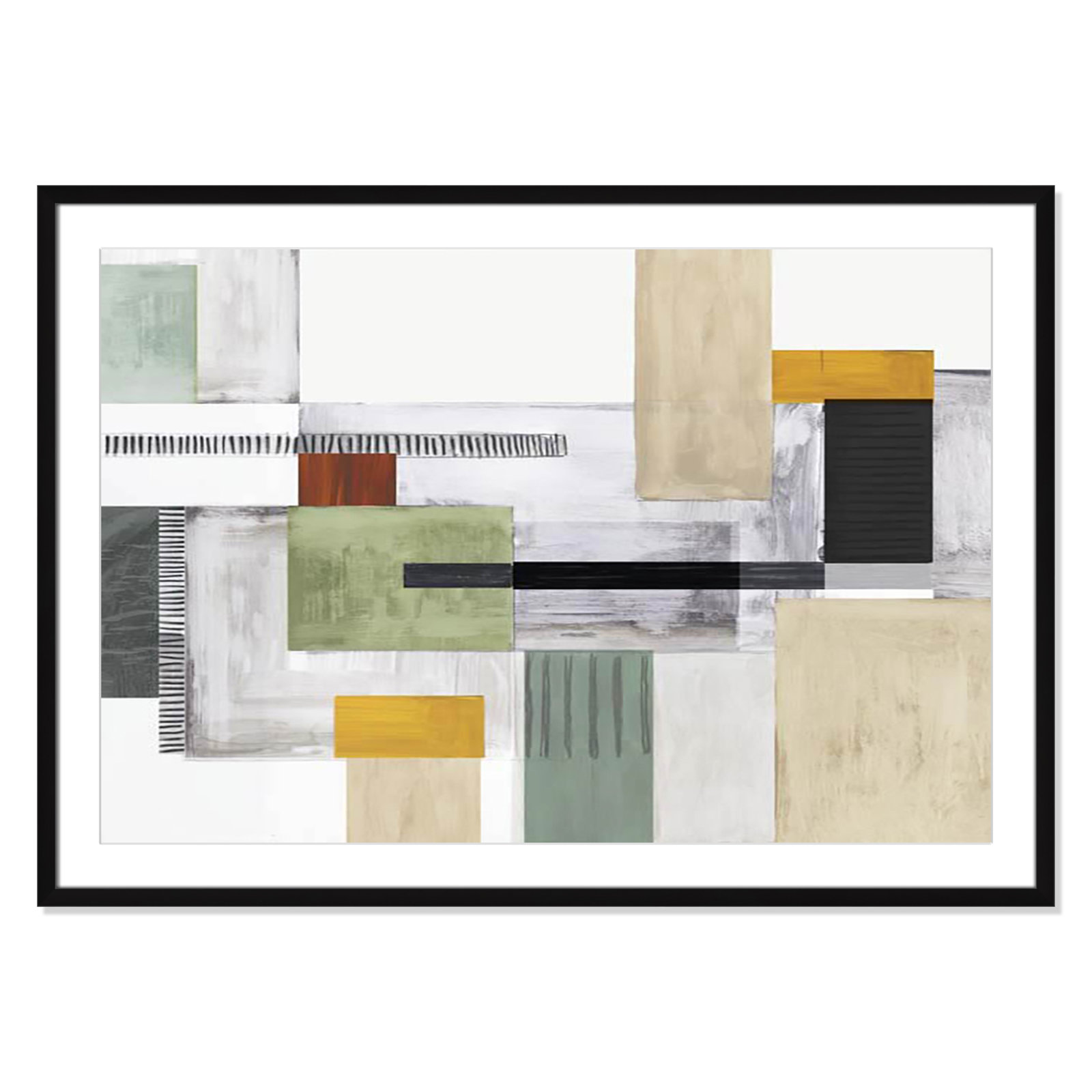Playful Blocks Print by Tom Reeves, White, 29.5" H x 41.5" W x 1.25" D, Black Box Picture Framed