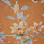 Papier peint botanique orange, branches d'arbres verts, feuilles, fleurs