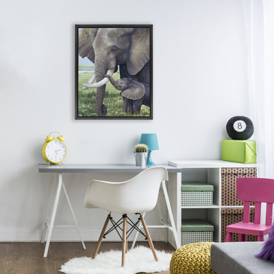 Cadre flottant pour bébé éléphant et mère, design par James Corwin