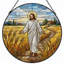 Jesus Walking Stained Glass Window Panel,12"H-1856388513