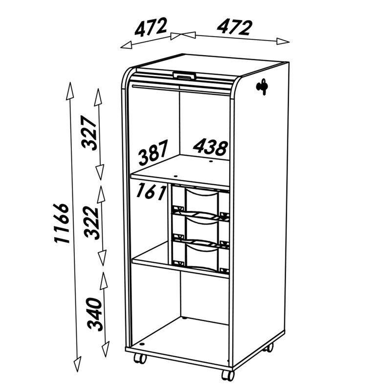 Graziella 1 -Door 3 -Drawer Filing, Black NY Street Scene